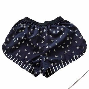 Pull On Women's‎ Shorts M Juniors Striped Black Floral Navy Blue Reversible